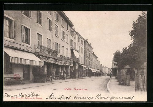 Cpa boen rue lyon 1903 - boen,, de