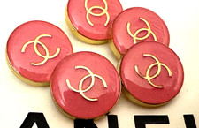 5 Chanel Buttons PINK & GOLD