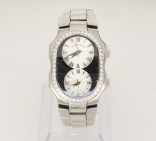 Orologio Donna Philip Stein Teslar 27mm Dual Time 1ct Diamante Cristallo Graffiato