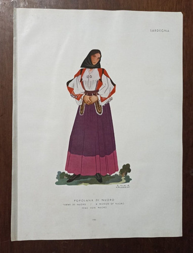 Costume sardo litografia - costume,