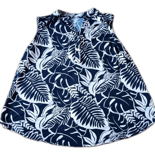 Top donna blu navy foglia