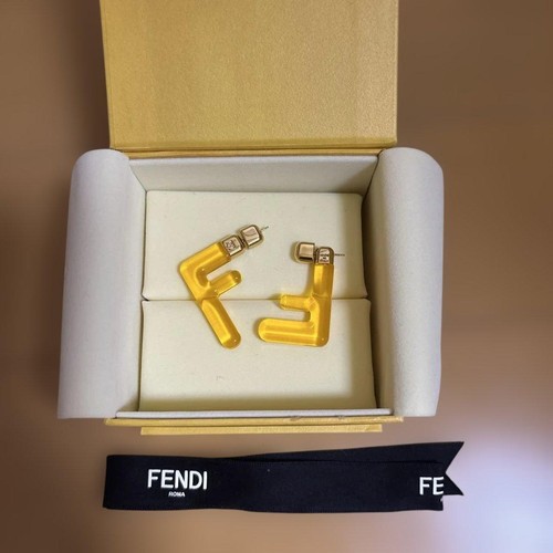 Orecchini gialli fendi forma - orecchini,