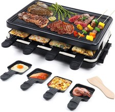 Raclette Grill 8 Persone Rivestimento Antiaderente Macchina Elettrica con 8 Mini... 
