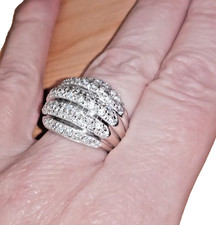 ?Lussuoso ANELLO FASCIA ORO BIANCO 750 18kt - 16gr con ZIRCONI taglio brillante