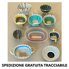 Cestini 10 PEZZI Portaoggetti FATTI A MANO Plastica e Legno BELLI COME RAGALINI