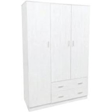 Armadio 3 Ante + 2 Cassetti 120X52X190H Bianco Alpes arredo interno camera stanz