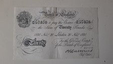 Vecchia rara banconota Inghilterra 20 sterline Sterlins 1930 catterns