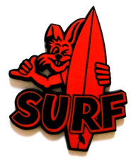 Adesivo Pubblicitario Surf Coniglio Windsurfer Bunny Rabbit 3D 7x9 cm Surfbus Surf Anni 80