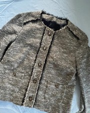 Giacca donna Zara in tweed chic francese - bottoni oro taglia XS