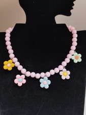 Collana con perle rosa fiori - perle,