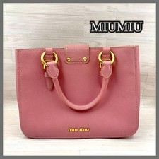 Borsa a mano MIU MIU tote bag MADRAS logo pelle rosa autentica