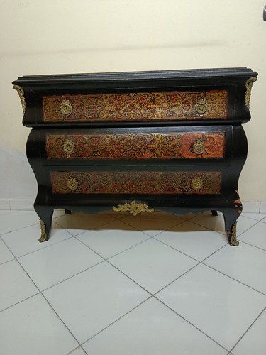 Comò antico bombato - nero, con