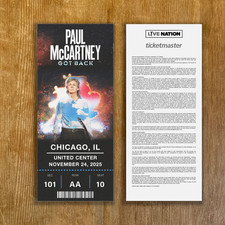 Biglietto replica Paul McCartney Got Back Tour 2025 stub personalizzabile qualsiasi posto
