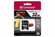 Transcend Memory Card Micro SD 32GB 600x + Adattatore SD TS32GUSDHC10U1