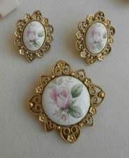 SET spilla e orecchini 1928 ceramica metallo dorato