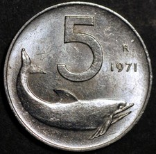 Italia 5 Lire 1971 KM# 92