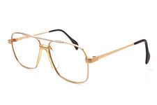 1980s vintage aviator gold eyeglasses MENRAD 381-700 pilot gold oversized frame