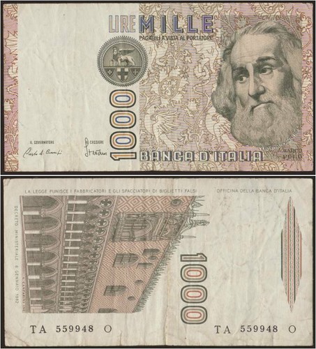 1000 lire 1982 - lire, 16/3/1982