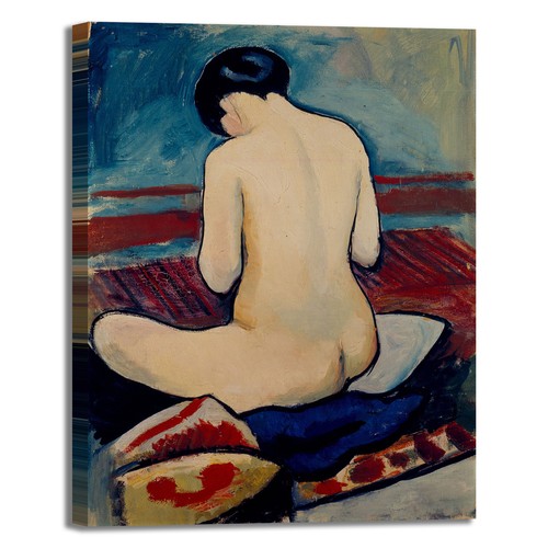 Macke seduto nudo - con, cuscino