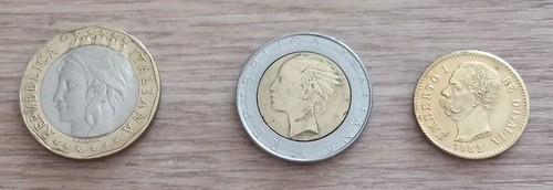 Tre moneta 1000 lire 500 - -,