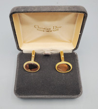 Gemelli uomo vintage Christian Dior borchie tono oro forma ovale - scatola inclusa