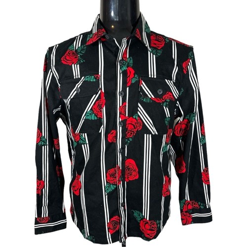 Camicia nera rosa rossa - , bel