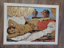 70X50 SERIGRAFIA SU BROCCATO SALVATORE FIUME L'Alcova Certificato di Autenticità