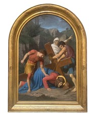 Dipinto antico, olio su tela, Passione di Cristo, XIX secolo