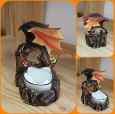 DRAGON DRAGONS DRAGO DRAKEN GOTICO GOTHIC COLORATO PORTA CANDELA NO LES ALPES
