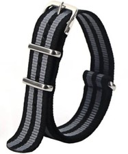 CINTURINO OROLOGIO NATO 22MM BOND NERO GRIGIO PREMIUM QUALITY