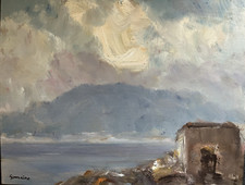 Guido Casciaro [Napoli. XX secolo] Paesaggio costiero [Dipinto ad olio]