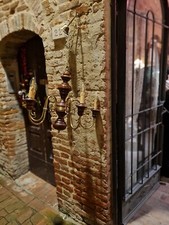 Lampadario legno e ottone 6 luci vintage anni 50/60 