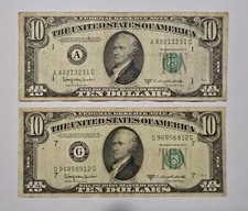 2x Banconota da 10 Dollari 1950 D