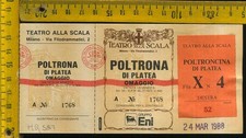 Biglietto Poltrona Teatro alla Scala 1988 mq 587