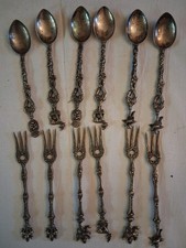 SET DI 6 CUCCHIAINI E 6 FORCHETTINE VINTAGE STILE MONTAGNANI