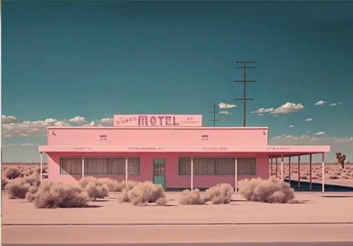 Stampa motel retrò - , metà
