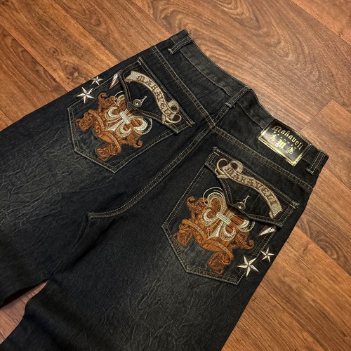 Jeans larghi ricamati marca