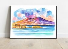 Acquerello moderno Vesuvio Napoli opera originale
