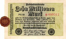 Ro 105a 10 Mio Mark 1923 FZ:PG BZ:55 6er Stern ohne Punkt Kon. KN UNC