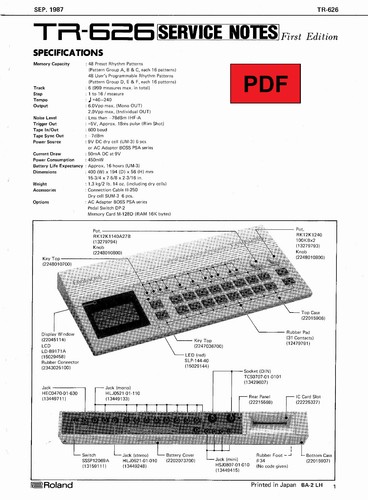 Roland 626 service manual - tr-626,