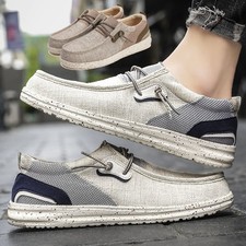 Mocassini uomo casual tela slip-on uomo comodi piatti traspiranti scarpe