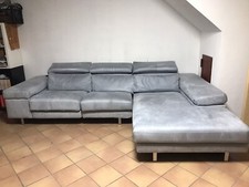Divano Sfoderabile Grigio Perla ad L buono stato con poggia piedi reclinabile