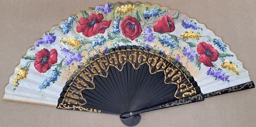 Vecchio ventaglio decorato - , a