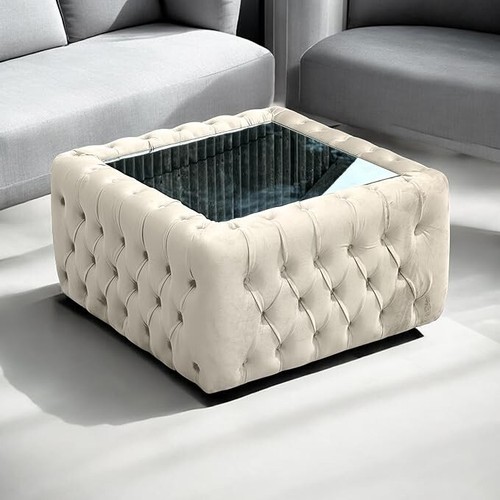 Tavolino velluto piano - tavolino, vetro