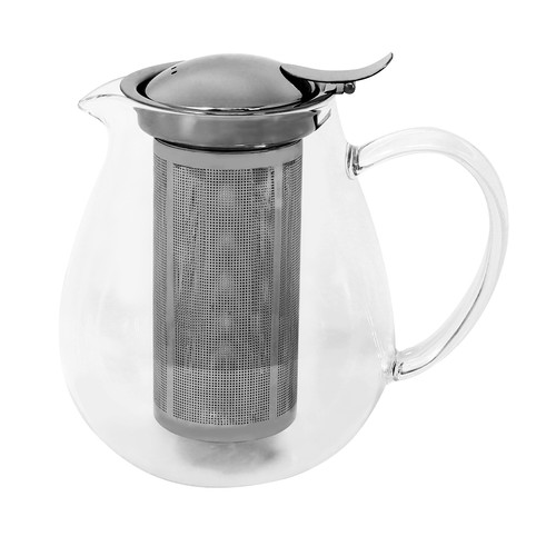 Glass teapot with stainless - glass,