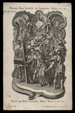 santino incisione 1700 GESU' CARICATO DELLA CROCE  klauber