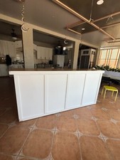 8ft White Mobile Bar on wheels