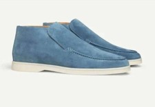 Mocassino stile italiano uomo donna vera pelle scamosciata scarpe alte casual
