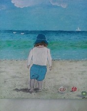 Dipinto "Bimbo al mare". Olio