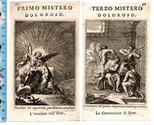 Santino - Holy Card - INCISIONI XIX secolo - N.2 Misteri Dolorosi del SS.Rosario